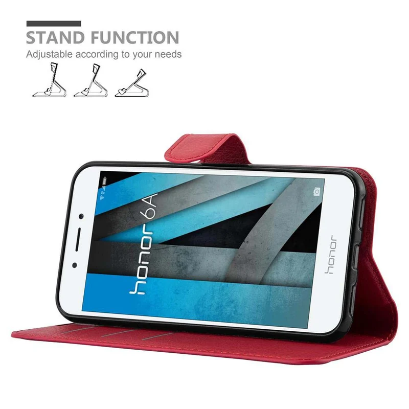 Cadorabo Hülle kompatibel mit Honor 6A Schutzhülle mit Magnetverschluss, Standfunktion und Kartenfach