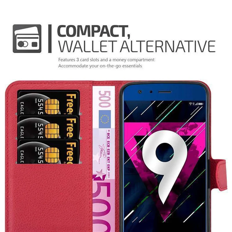 Cadorabo Hülle kompatibel mit Honor 9 Schutzhülle mit Magnetverschluss, Standfunktion und Kartenfach