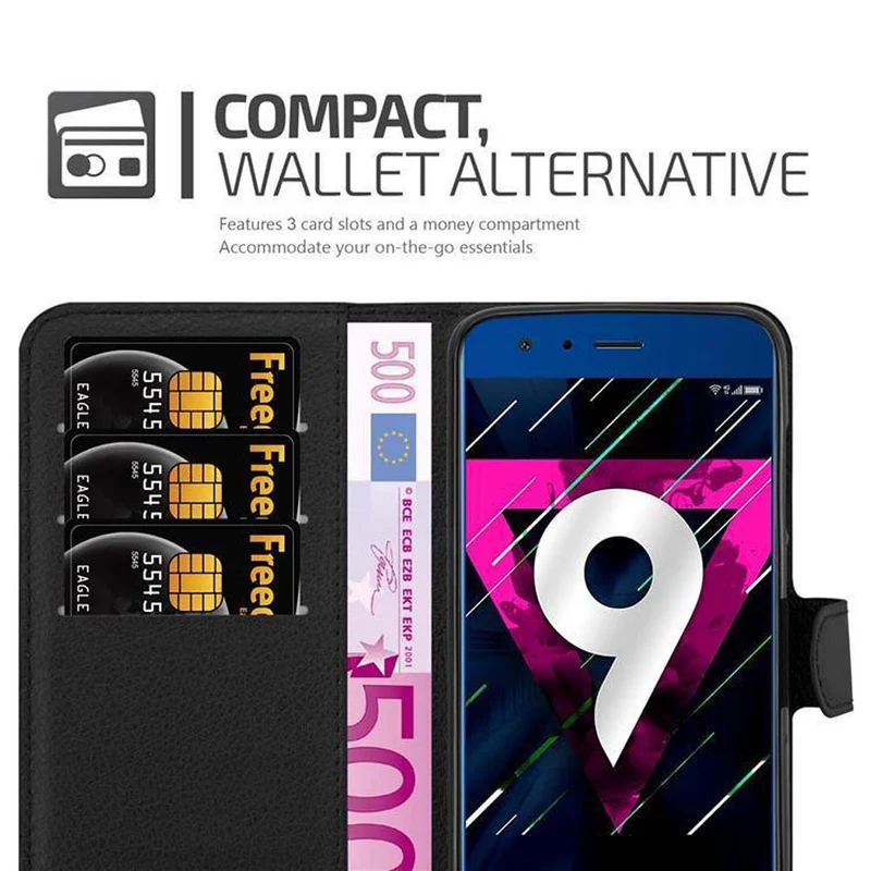 Cadorabo Hülle kompatibel mit Honor 9 Schutzhülle mit Magnetverschluss, Standfunktion und Kartenfach