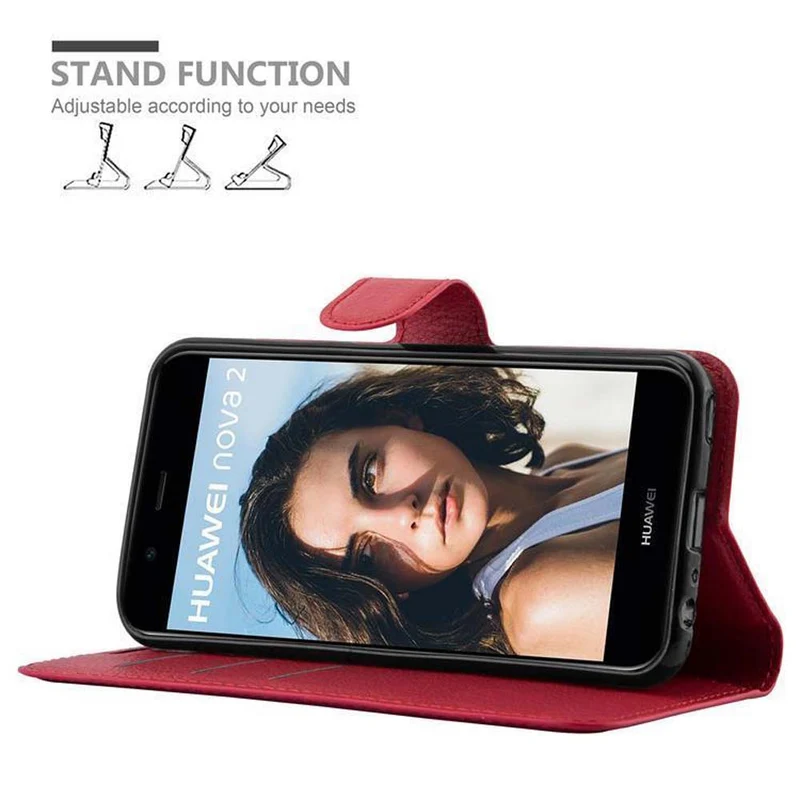 Cadorabo Hülle kompatibel mit Huawei NOVA 2 Schutzhülle mit Magnetverschluss, Standfunktion und Kartenfach