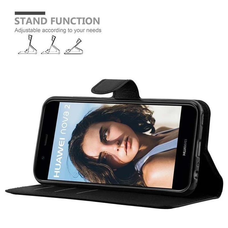 Cadorabo Hülle kompatibel mit Huawei NOVA 2 Schutzhülle mit Magnetverschluss, Standfunktion und Kartenfach