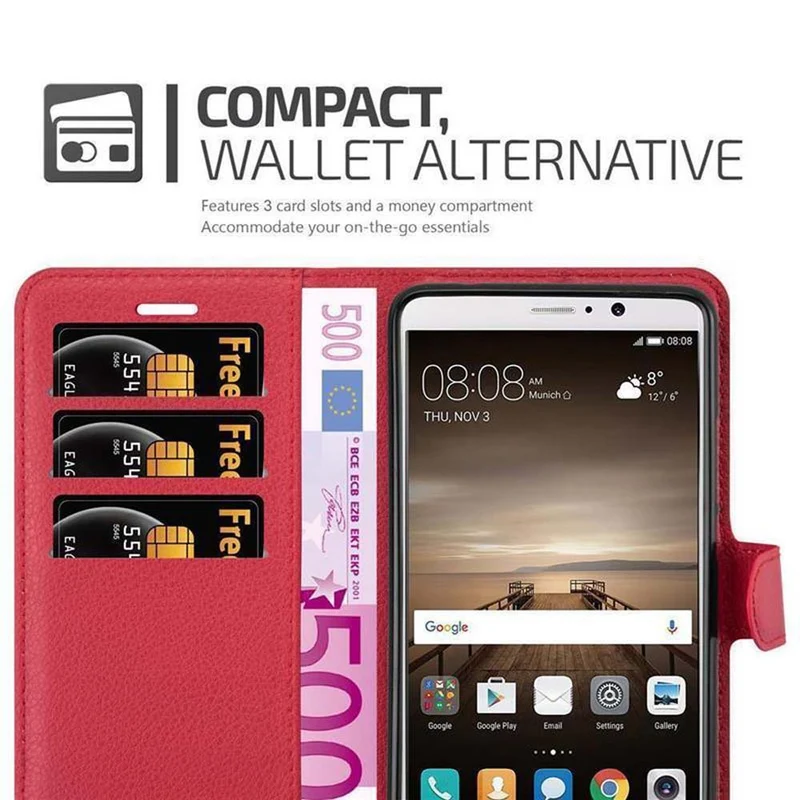 Cadorabo Hülle kompatibel mit Huawei MATE 10 / NOVA 2i Schutzhülle mit Magnetverschluss, Standfunktion und Kartenfach