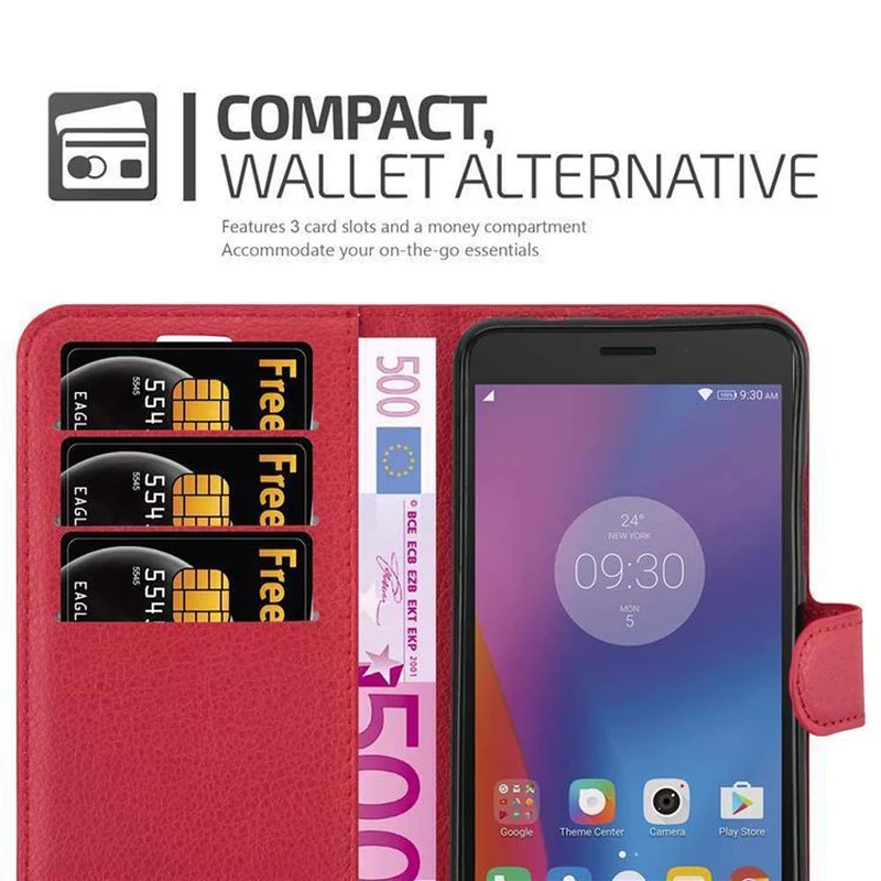 Cadorabo Hülle kompatibel mit Lenovo K6 / K6 POWER Schutzhülle mit Magnetverschluss, Standfunktion und Kartenfach