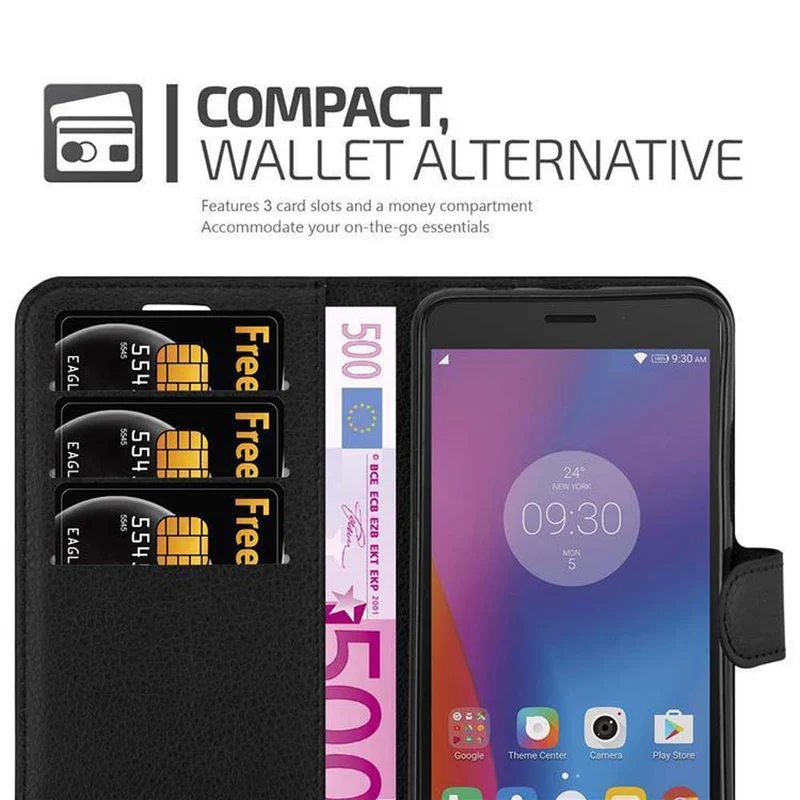 Cadorabo Hülle kompatibel mit Lenovo K6 / K6 POWER Schutzhülle mit Magnetverschluss, Standfunktion und Kartenfach
