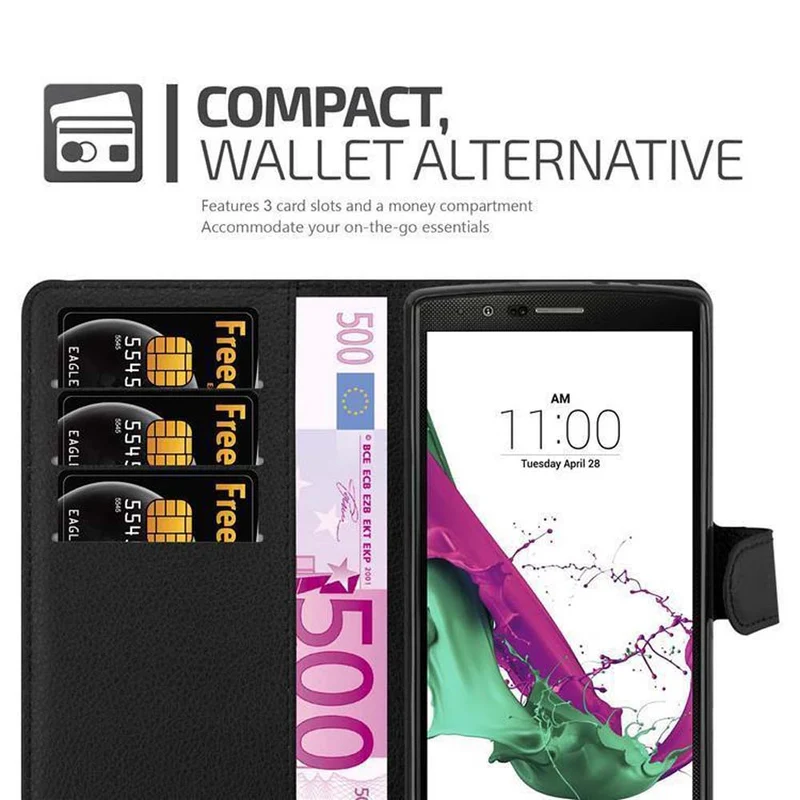 Cadorabo Hülle kompatibel mit LG G4 / G4 PLUS Schutzhülle mit Magnetverschluss, Standfunktion und Kartenfach