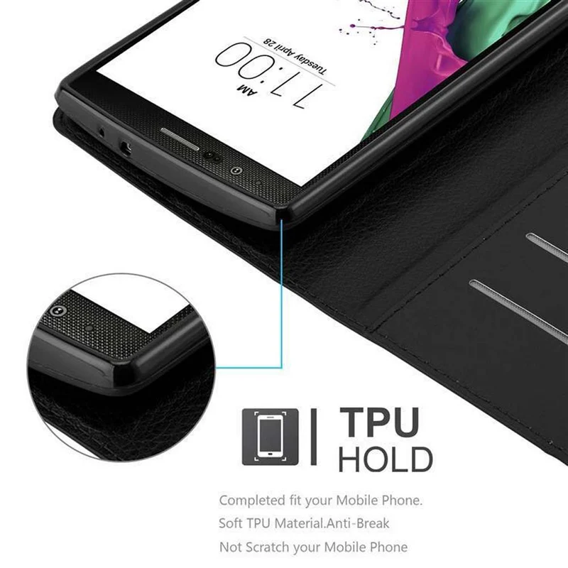 Cadorabo Hülle kompatibel mit LG G4 / G4 PLUS Schutzhülle mit Magnetverschluss, Standfunktion und Kartenfach