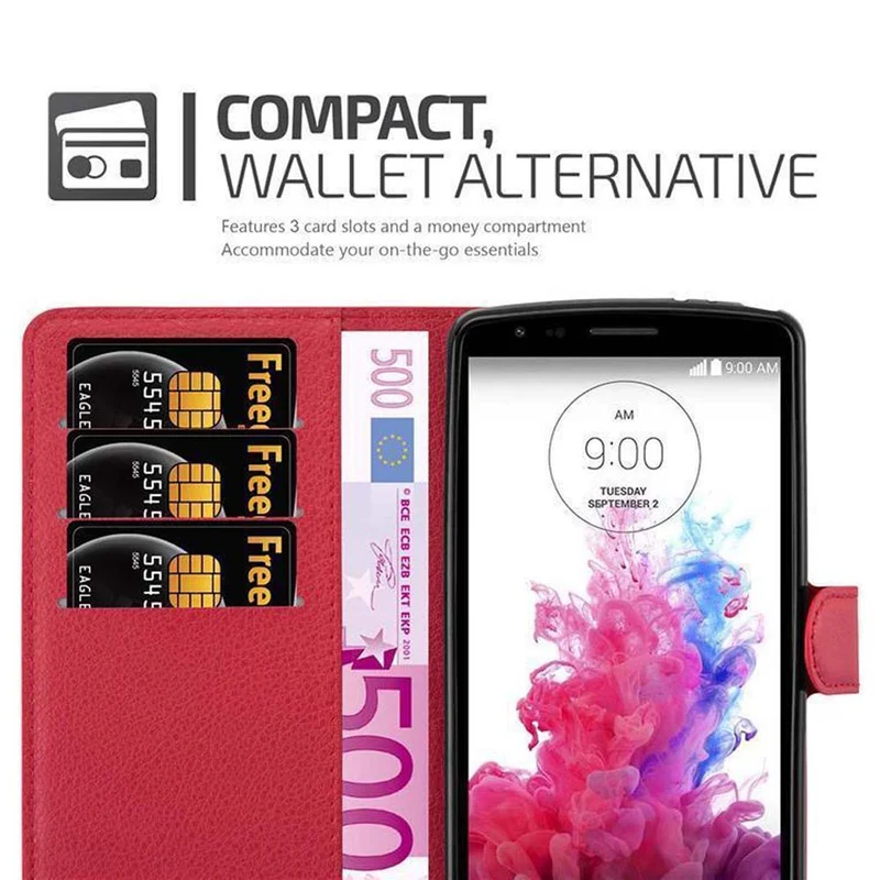 Cadorabo Hülle kompatibel mit LG G3 STYLUS Schutzhülle mit Magnetverschluss, Standfunktion und Kartenfach