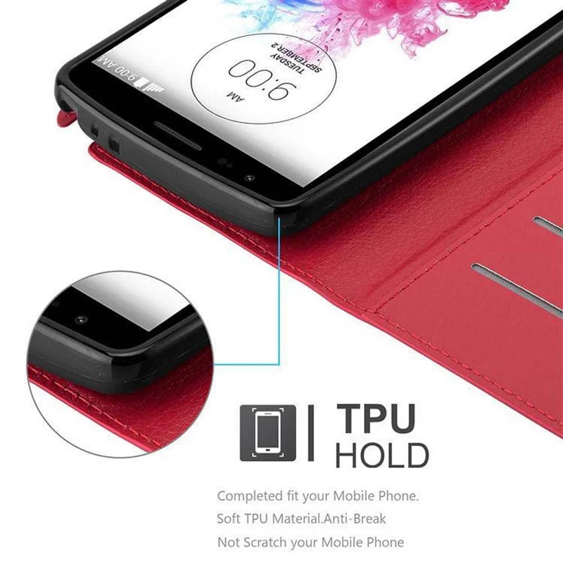 Cadorabo Hülle kompatibel mit LG G3 STYLUS Schutzhülle mit Magnetverschluss, Standfunktion und Kartenfach