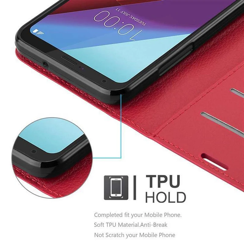 Cadorabo Hülle kompatibel mit LG Q6 / G6 MINI Schutzhülle mit Magnetverschluss, Standfunktion und Kartenfach