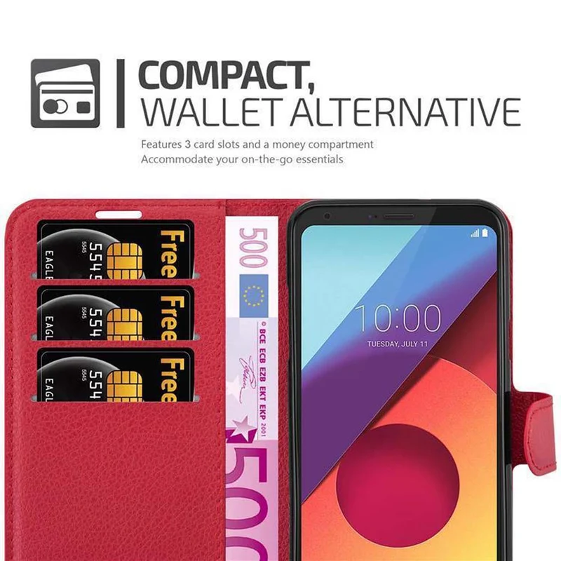 Cadorabo Hülle kompatibel mit LG Q6 / G6 MINI Schutzhülle mit Magnetverschluss, Standfunktion und Kartenfach