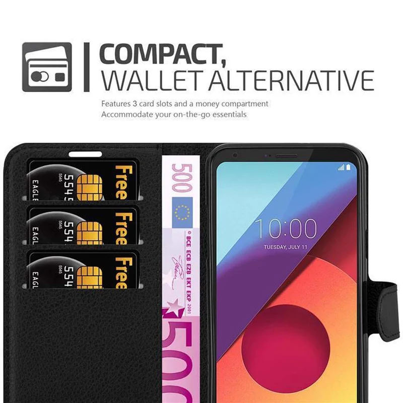 Cadorabo Hülle kompatibel mit LG Q6 / G6 MINI Schutzhülle mit Magnetverschluss, Standfunktion und Kartenfach