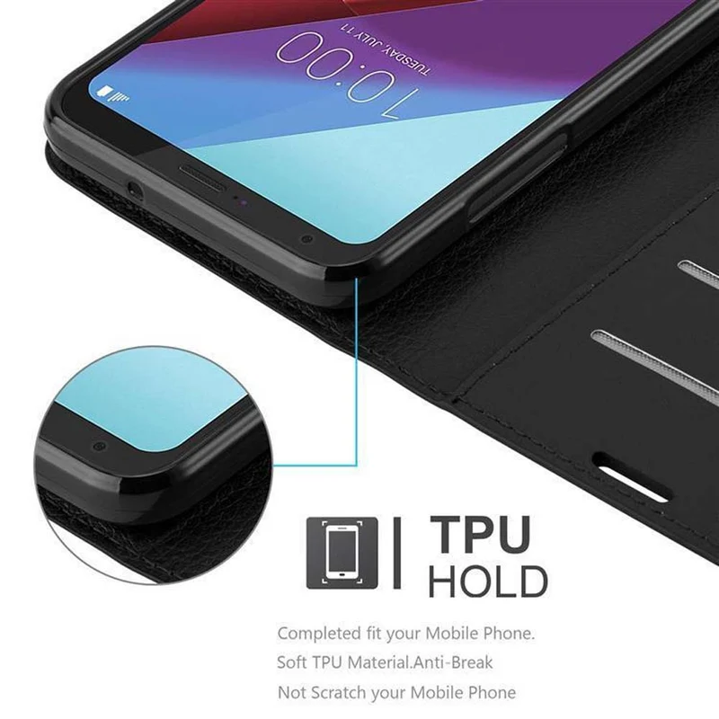 Cadorabo Hülle kompatibel mit LG Q6 / G6 MINI Schutzhülle mit Magnetverschluss, Standfunktion und Kartenfach