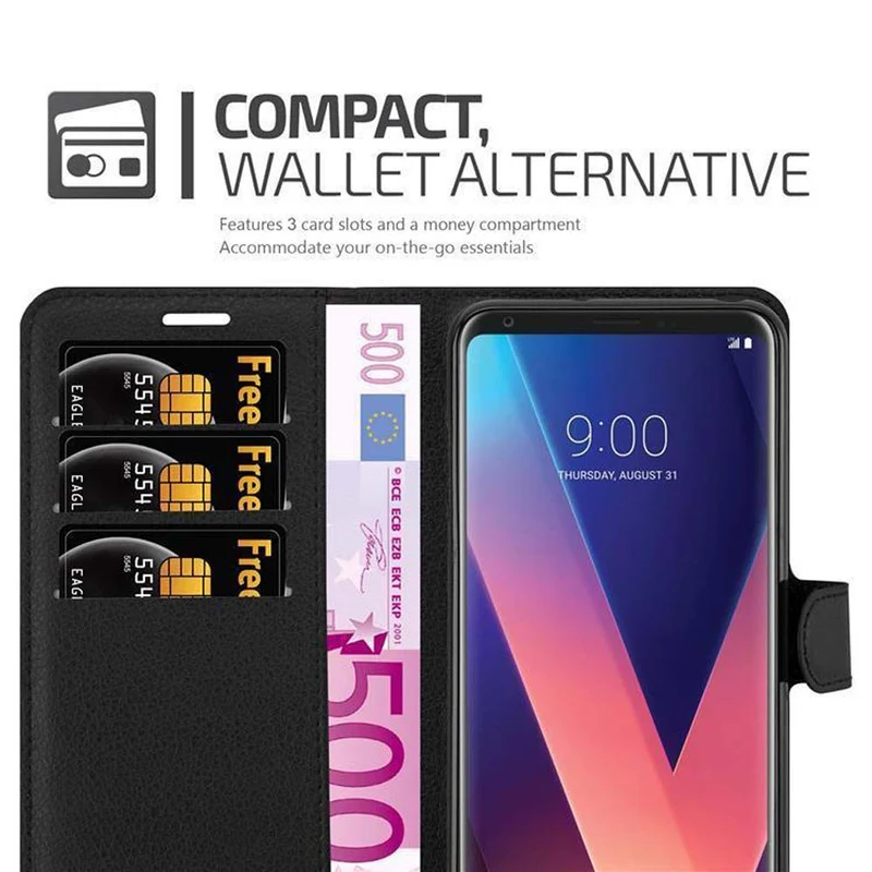Cadorabo Hülle kompatibel mit LG V30 / V30+ / V30S / V30S+ Schutzhülle mit Magnetverschluss, Standfunktion und Kartenfach