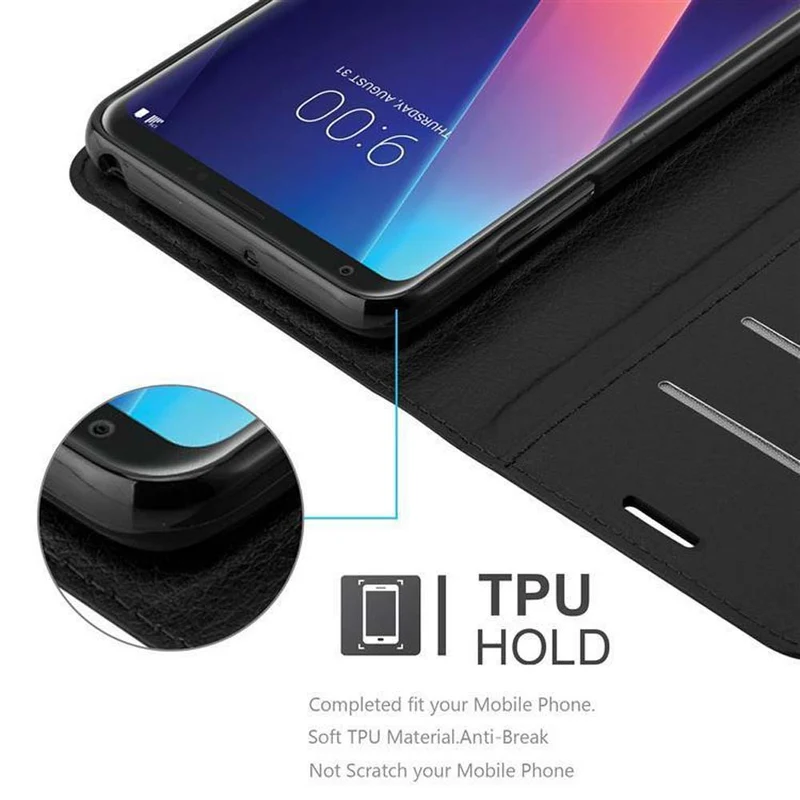 Cadorabo Hülle kompatibel mit LG V30 / V30+ / V30S / V30S+ Schutzhülle mit Magnetverschluss, Standfunktion und Kartenfach