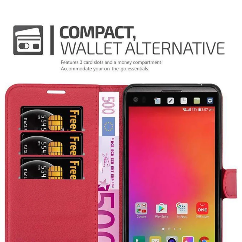 Cadorabo Hülle kompatibel mit LG V20 Schutzhülle mit Magnetverschluss, Standfunktion und Kartenfach