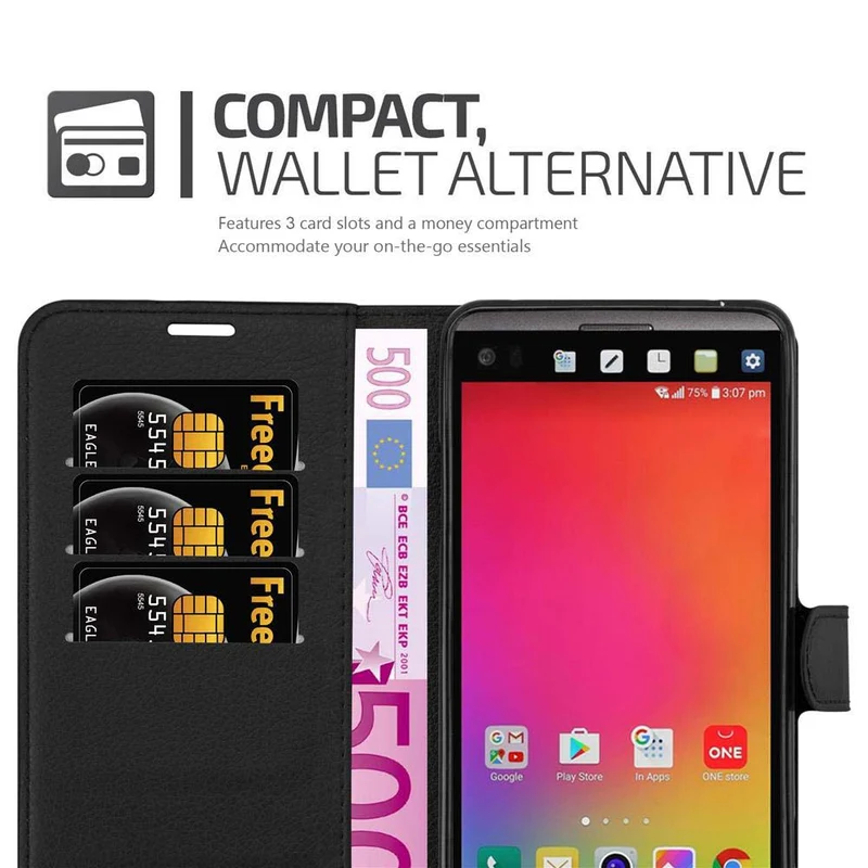 Cadorabo Hülle kompatibel mit LG V20 Schutzhülle mit Magnetverschluss, Standfunktion und Kartenfach
