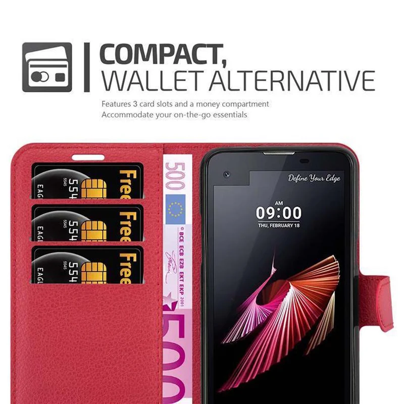 Cadorabo Hülle kompatibel mit LG X SCREEN Schutzhülle mit Magnetverschluss, Standfunktion und Kartenfach