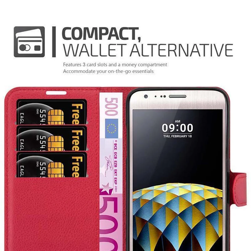Cadorabo Hülle kompatibel mit LG X CAM Schutzhülle mit Magnetverschluss, Standfunktion und Kartenfach