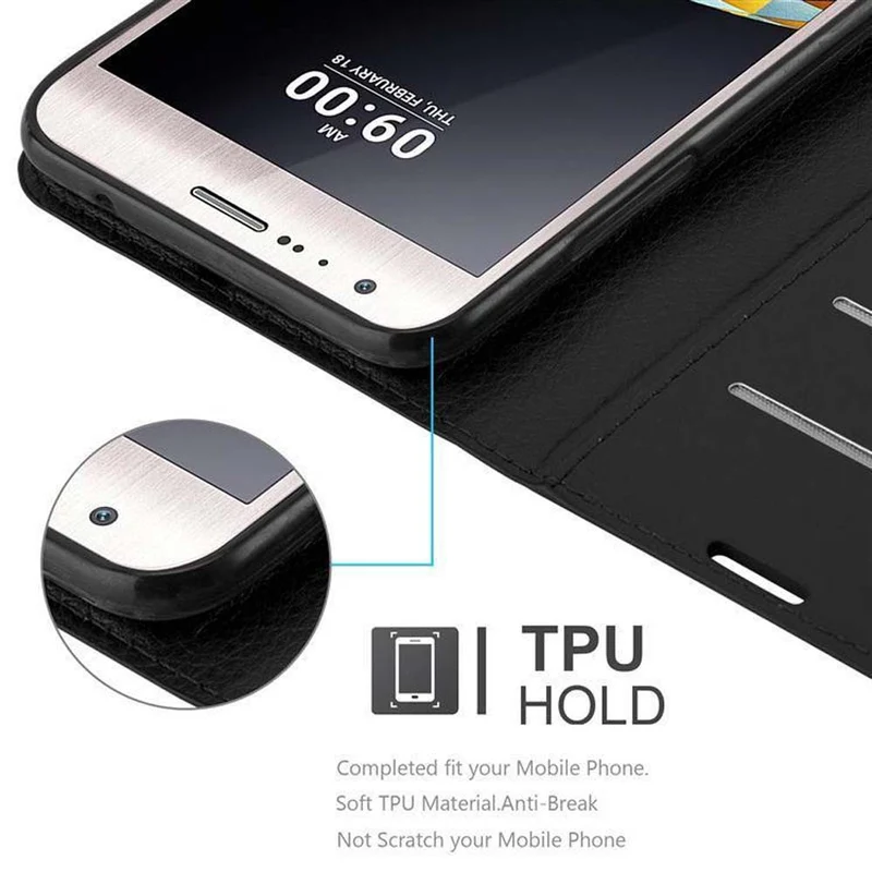 Cadorabo Hülle kompatibel mit LG X CAM Schutzhülle mit Magnetverschluss, Standfunktion und Kartenfach