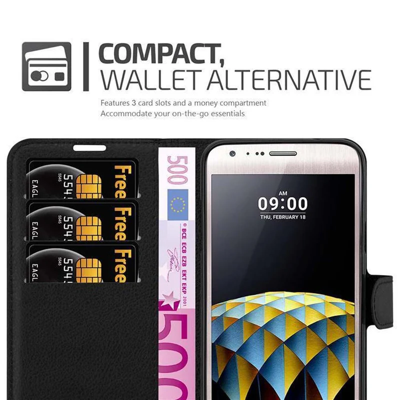 Cadorabo Hülle kompatibel mit LG X CAM Schutzhülle mit Magnetverschluss, Standfunktion und Kartenfach