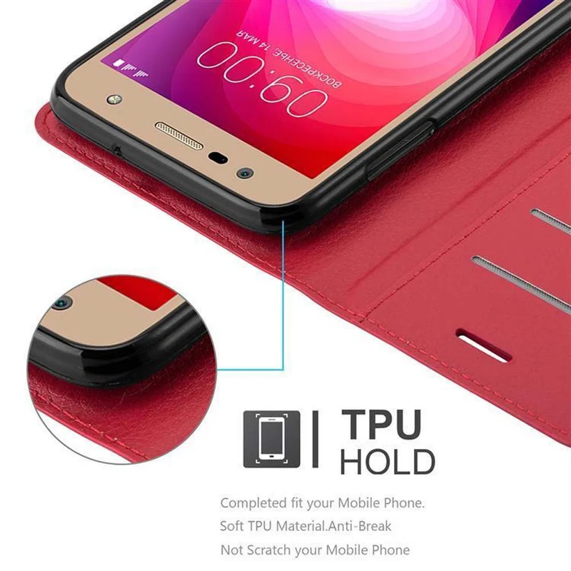 Cadorabo Hülle kompatibel mit LG X POWER 2 Schutzhülle mit Magnetverschluss, Standfunktion und Kartenfach