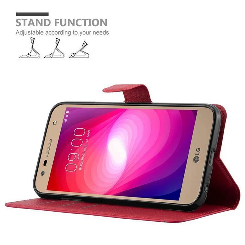 Cadorabo Hülle kompatibel mit LG X POWER 2 Schutzhülle mit Magnetverschluss, Standfunktion und Kartenfach