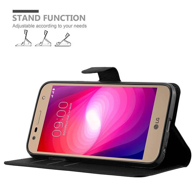 Cadorabo Hülle kompatibel mit LG X POWER 2 Schutzhülle mit Magnetverschluss, Standfunktion und Kartenfach