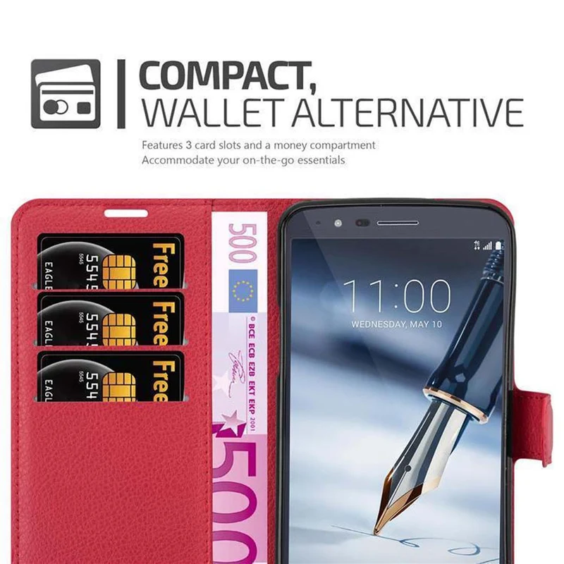 Cadorabo Hülle kompatibel mit LG STYLUS 3 Schutzhülle mit Magnetverschluss, Standfunktion und Kartenfach