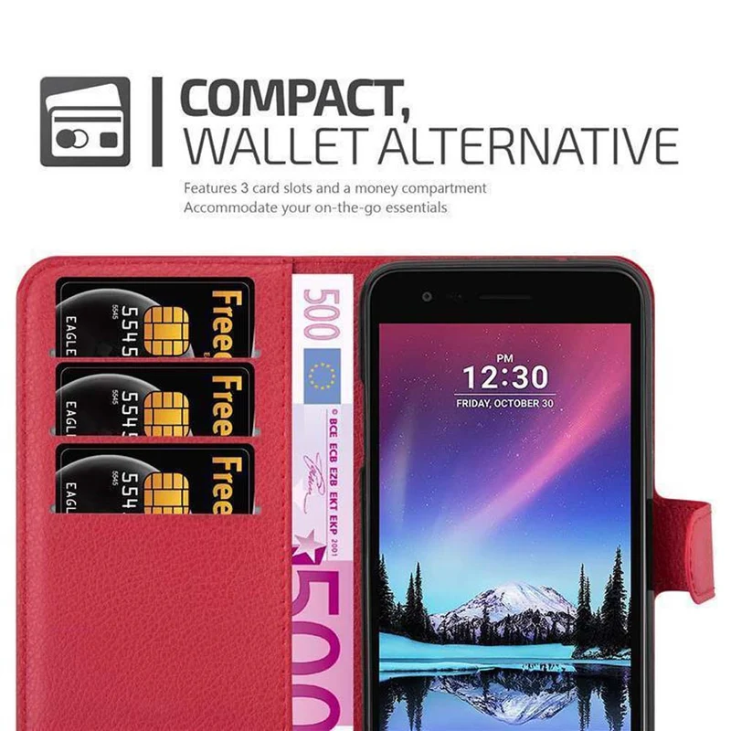Cadorabo Hülle kompatibel mit LG K4 2017 Schutzhülle mit Magnetverschluss, Standfunktion und Kartenfach