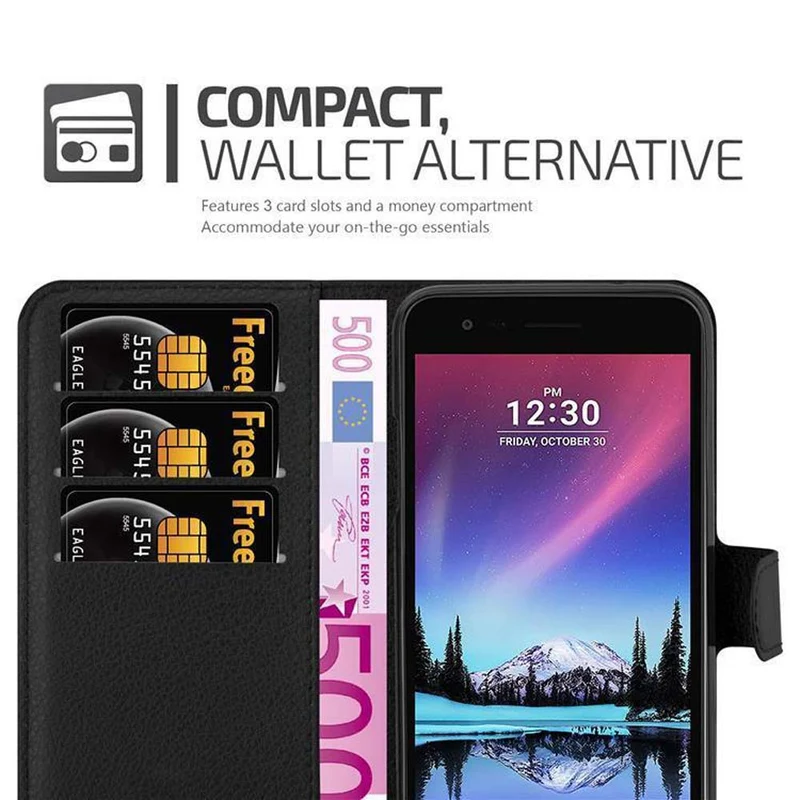 Cadorabo Hülle kompatibel mit LG K4 2017 Schutzhülle mit Magnetverschluss, Standfunktion und Kartenfach
