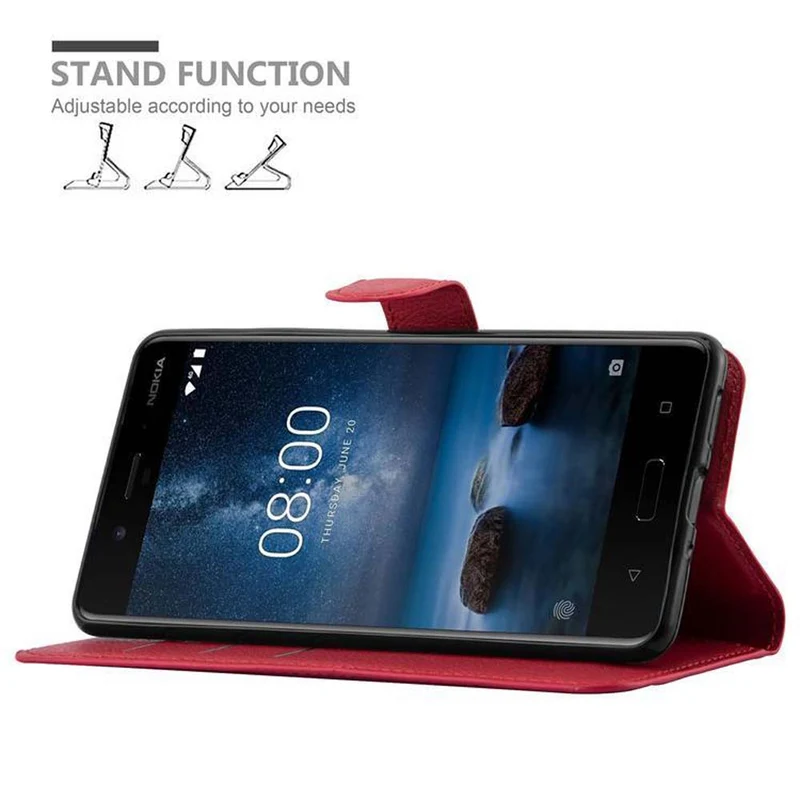 Cadorabo Hülle kompatibel mit Nokia 8 2017 Schutzhülle mit Magnetverschluss, Standfunktion und Kartenfach