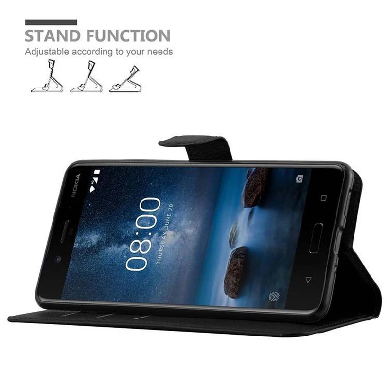 Cadorabo Hülle kompatibel mit Nokia 8 2017 Schutzhülle mit Magnetverschluss, Standfunktion und Kartenfach