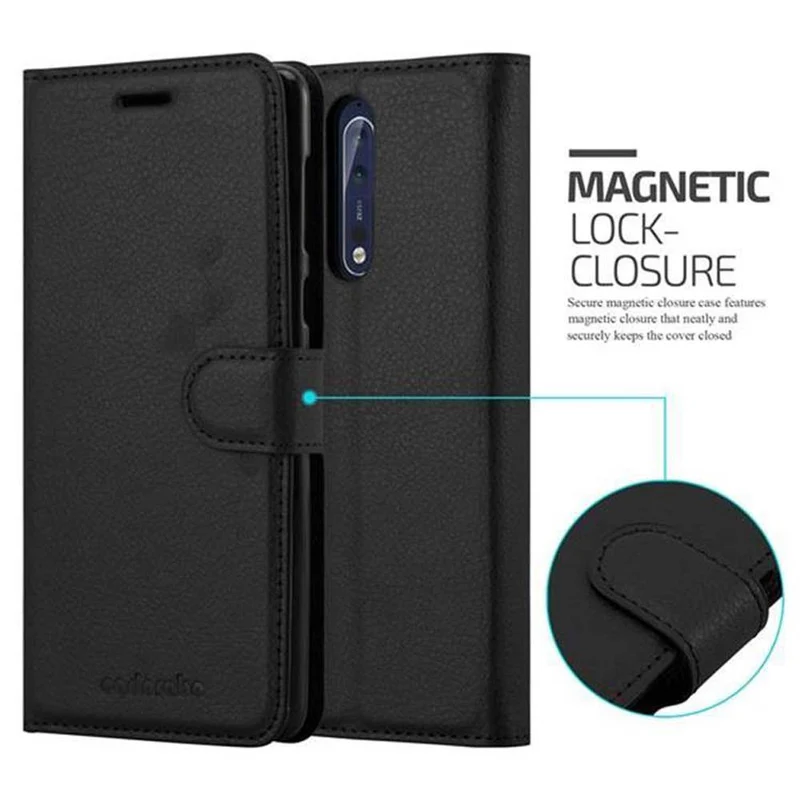 Cadorabo Hülle kompatibel mit Nokia 8 2017 Schutzhülle mit Magnetverschluss, Standfunktion und Kartenfach