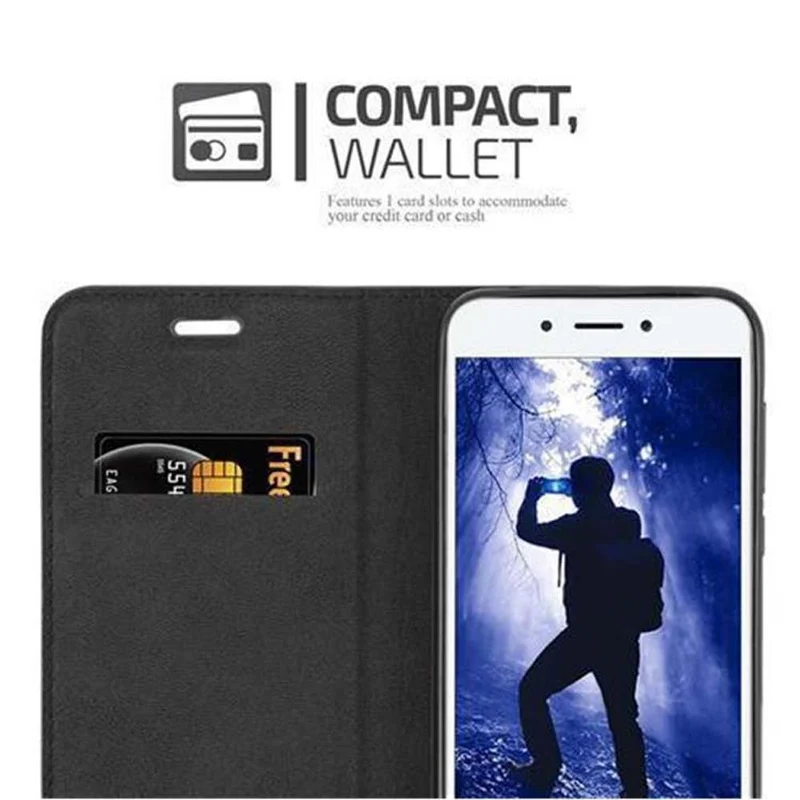 Cadorabo Hülle kompatibel mit Honor 6A Schutzhülle mit Magnetverschluss, Standfunktion und Kartenfach