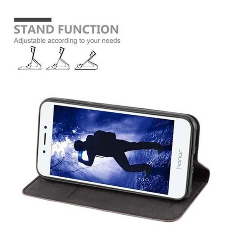 Cadorabo Hülle kompatibel mit Honor 6A Schutzhülle mit Magnetverschluss, Standfunktion und Kartenfach