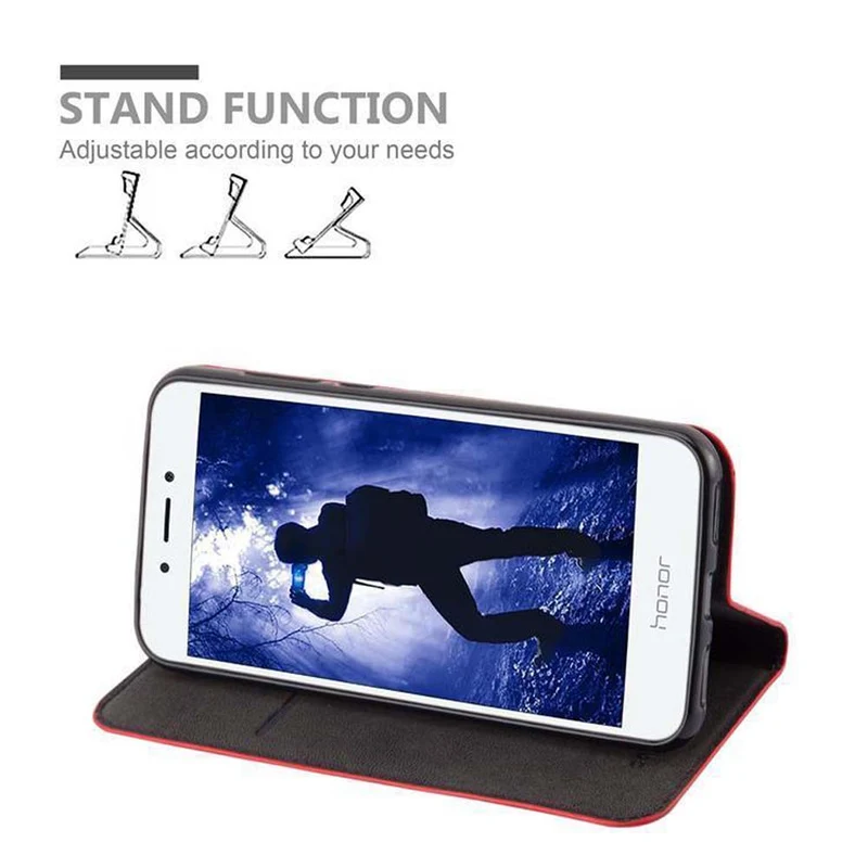 Cadorabo Hülle kompatibel mit Honor 6A Schutzhülle mit Magnetverschluss, Standfunktion und Kartenfach