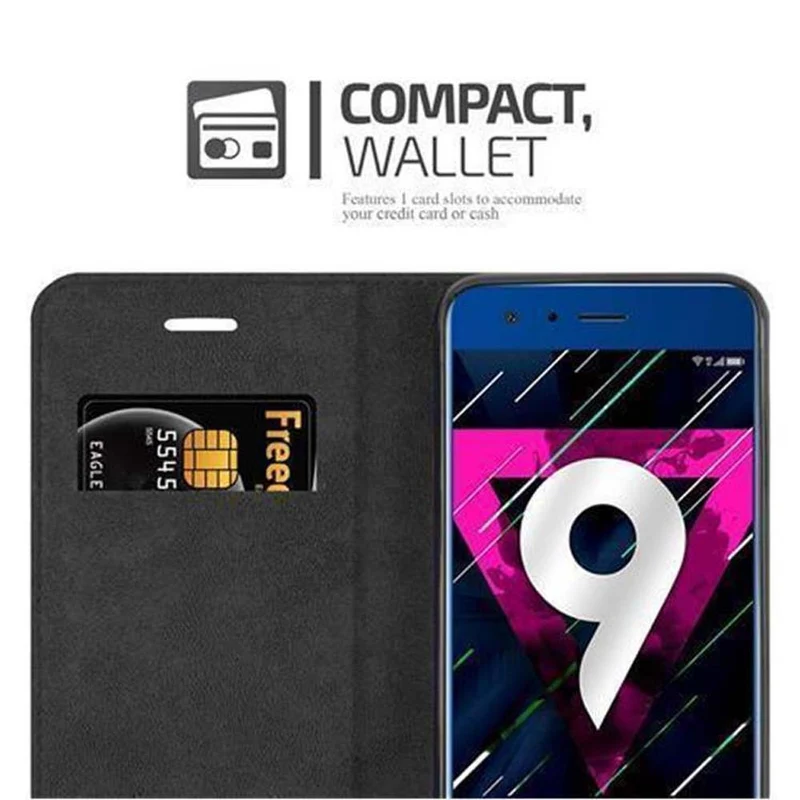 Cadorabo Hülle kompatibel mit Honor 9 Schutzhülle mit Magnetverschluss, Standfunktion und Kartenfach