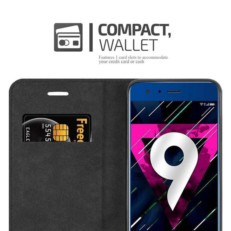 Cadorabo Hülle kompatibel mit Honor 9 Schutzhülle mit Magnetverschluss, Standfunktion und Kartenfach