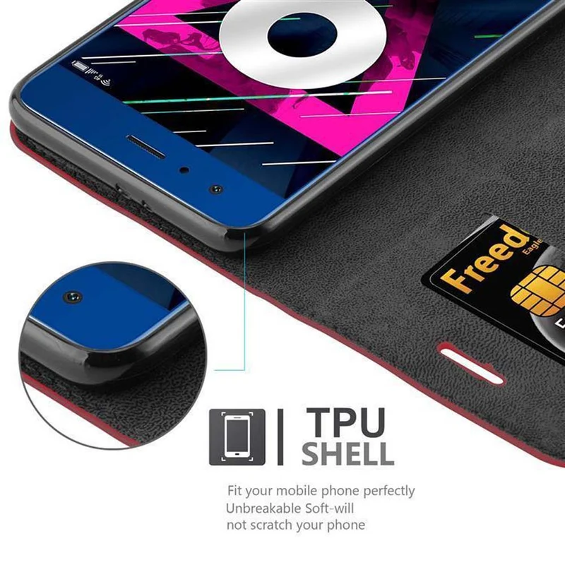 Cadorabo Hülle kompatibel mit Honor 9 Schutzhülle mit Magnetverschluss, Standfunktion und Kartenfach