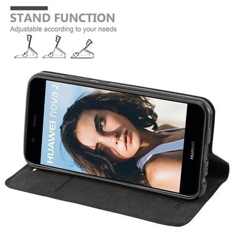 Cadorabo Hülle kompatibel mit Huawei NOVA 2 Schutzhülle mit Magnetverschluss, Standfunktion und Kartenfach