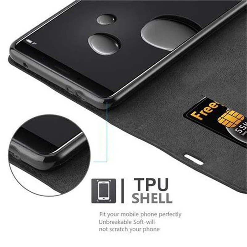 Cadorabo Hülle kompatibel mit Huawei MATE 10 / NOVA 2i Schutzhülle mit Magnetverschluss, Standfunktion und Kartenfach