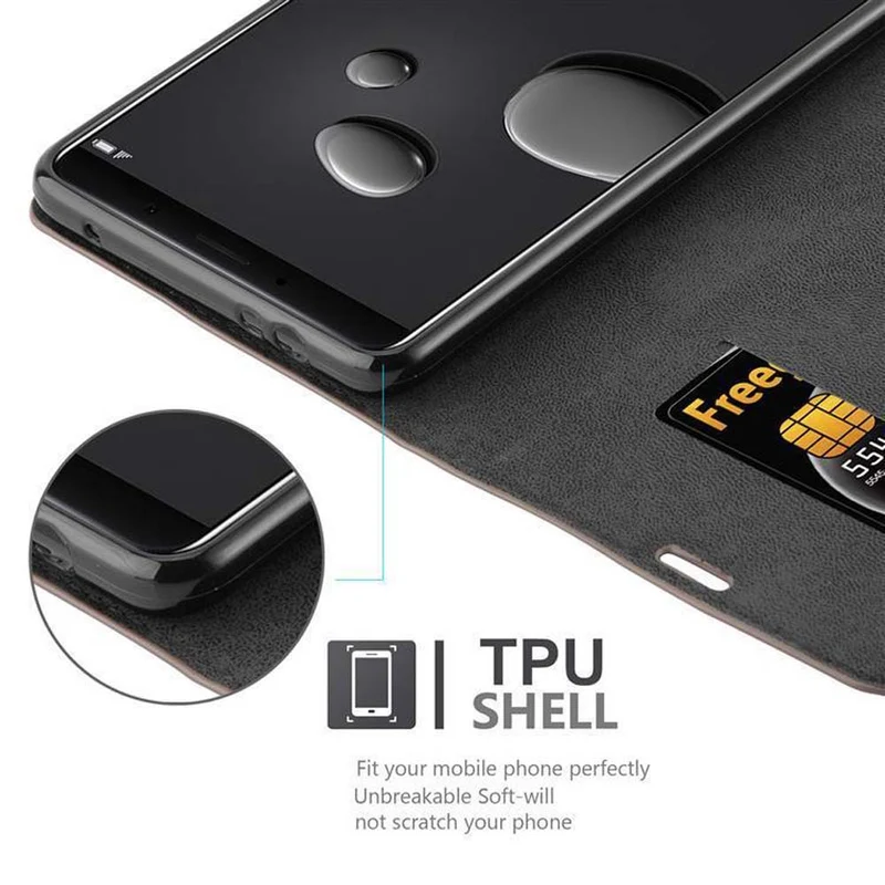Cadorabo Hülle kompatibel mit Huawei MATE 10 / NOVA 2i Schutzhülle mit Magnetverschluss, Standfunktion und Kartenfach