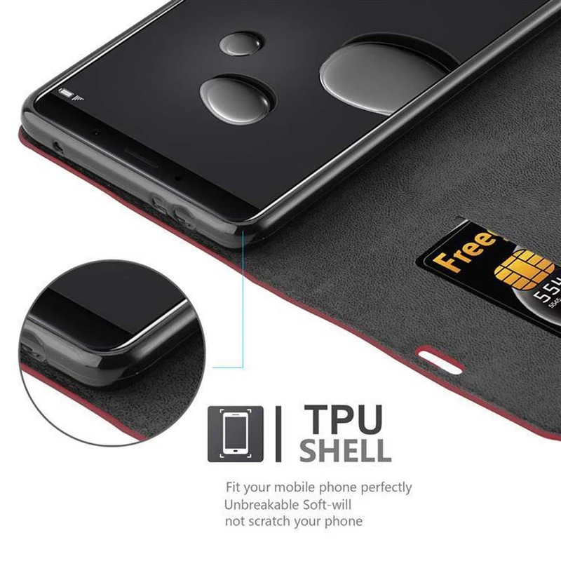 Cadorabo Hülle kompatibel mit Huawei MATE 10 / NOVA 2i Schutzhülle mit Magnetverschluss, Standfunktion und Kartenfach