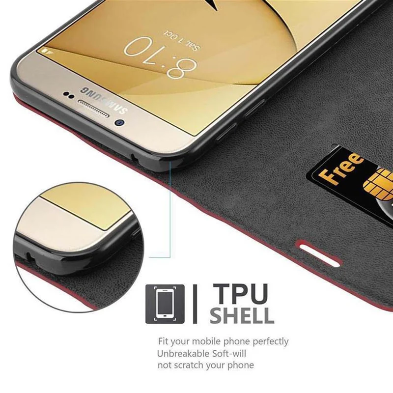 Cadorabo Hülle kompatibel mit Samsung Galaxy A8 2016 Schutzhülle mit Magnetverschluss, Standfunktion und Kartenfach