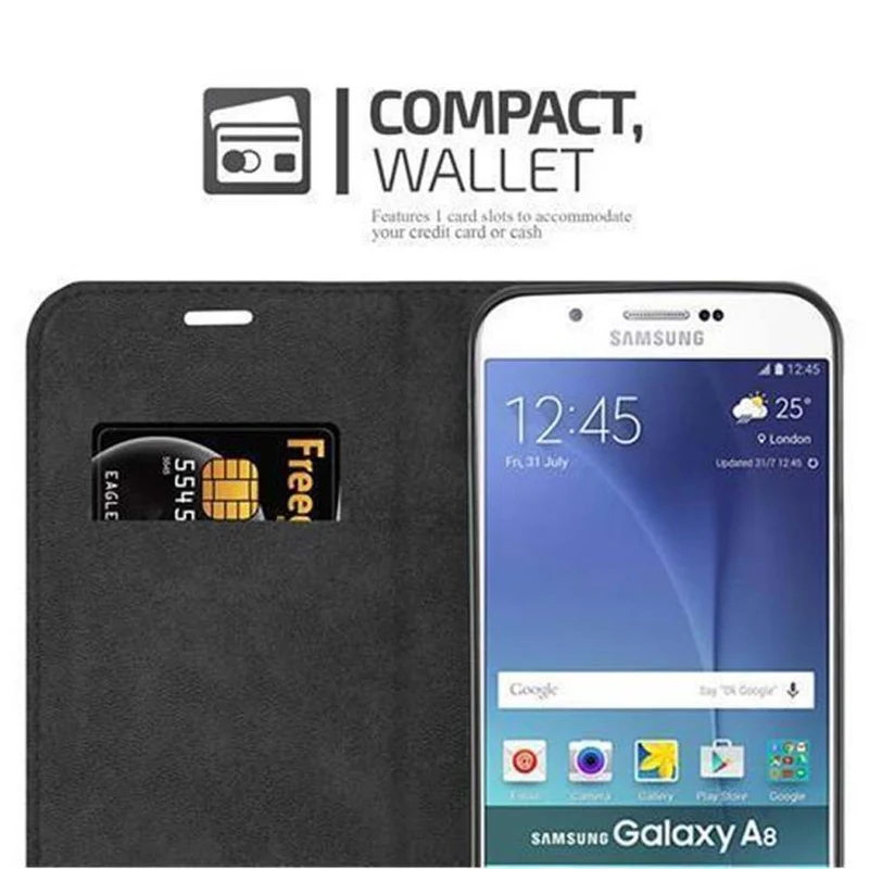 Cadorabo Hülle kompatibel mit Samsung Galaxy A8 2015 Schutzhülle mit Magnetverschluss, Standfunktion und Kartenfach