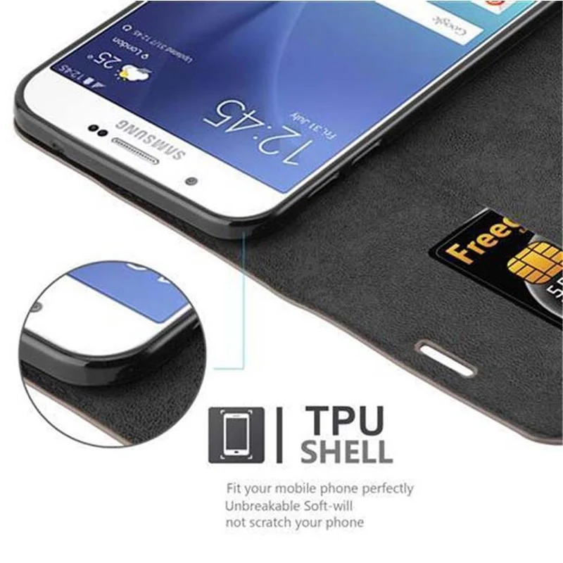 Cadorabo Hülle kompatibel mit Samsung Galaxy A8 2015 Schutzhülle mit Magnetverschluss, Standfunktion und Kartenfach