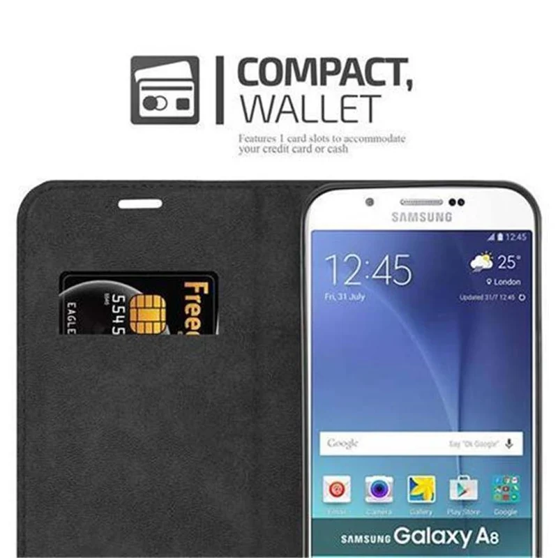Cadorabo Hülle kompatibel mit Samsung Galaxy A8 2015 Schutzhülle mit Magnetverschluss, Standfunktion und Kartenfach