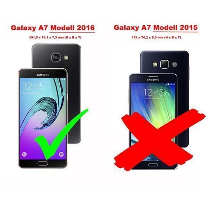 Cadorabo Hülle kompatibel mit Samsung Galaxy A7 2016 Schutzhülle mit Magnetverschluss, Standfunktion und Kartenfach