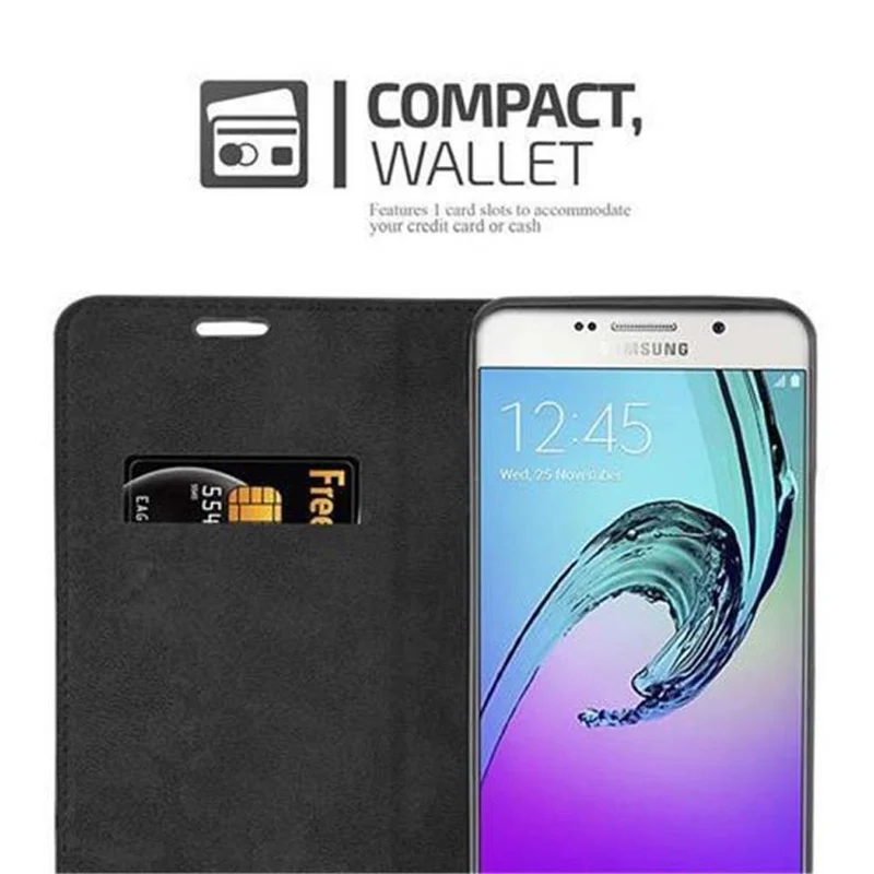 Cadorabo Hülle kompatibel mit Samsung Galaxy A7 2016 Schutzhülle mit Magnetverschluss, Standfunktion und Kartenfach