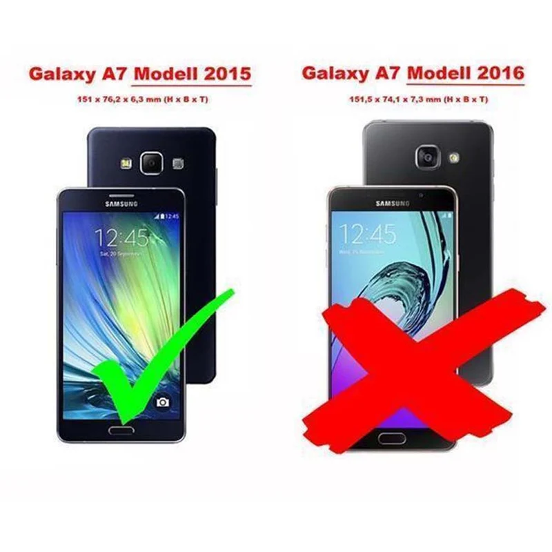 Cadorabo Hülle kompatibel mit Samsung Galaxy A7 2015 Schutzhülle mit Magnetverschluss, Standfunktion und Kartenfach
